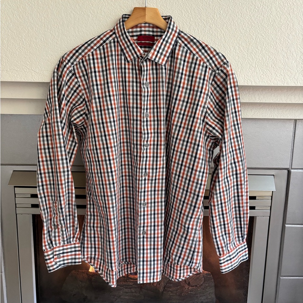 ALFANI Men’s Long-Sleeve Button-Down Shirt Performance Fitted Large 16 1/2 34-35